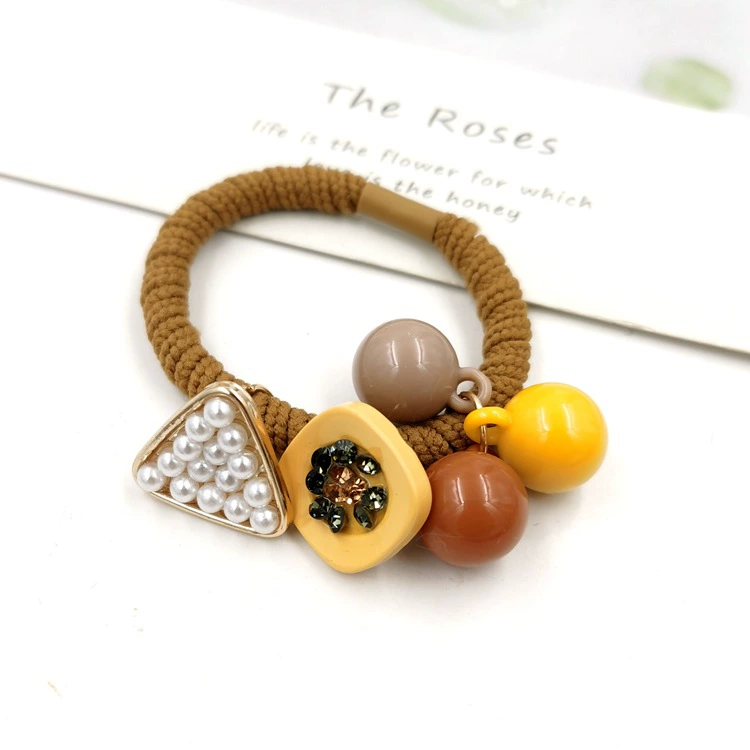 South Korean goods, round beads, hair rope, ponytail from pearl, hair accessory, Japanese and Korean, simple and elegant design