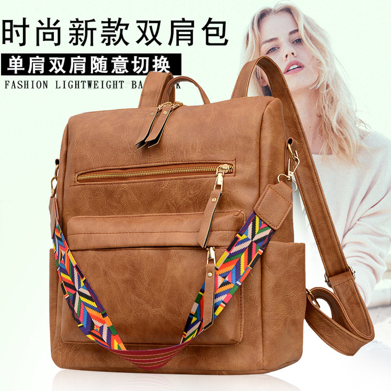 matte polyurethane ethnic retro capacious backpack