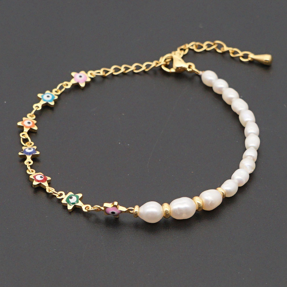 Retro Ethnic Style Color Eye Beads Simple Baroque Natural Freshwater Pearl Bracelet display picture 14
