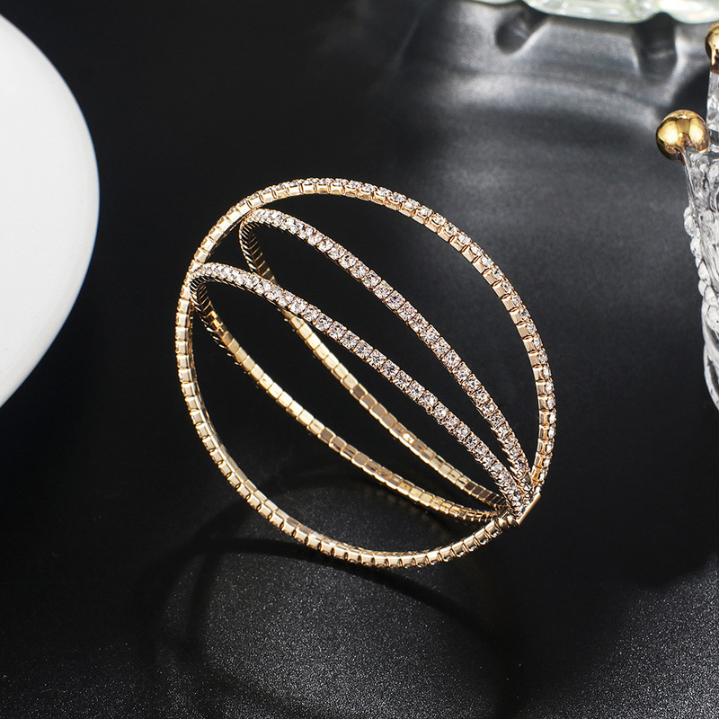Cross-border new design full drill cross steel wire bracelet claw chain open elastic bracelet bracelet wholesale direct B289