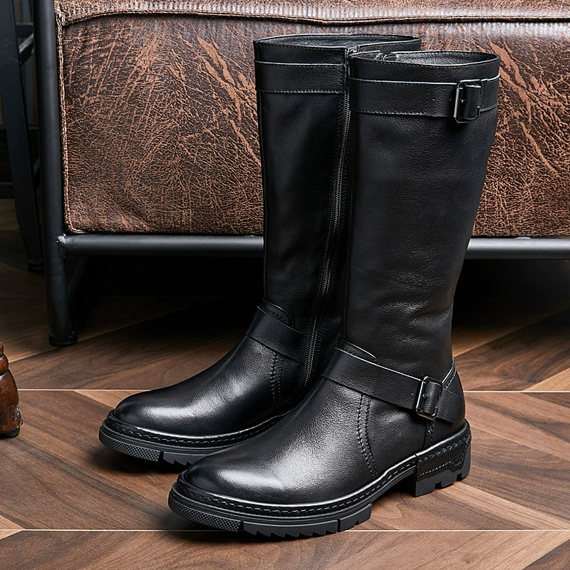 Зимние рабочие ботинки Martin, мужские высокие кожаные мотоциклетные ботинки в британском стиле, Длинные бочкообразные ботинки с верхним слоем из воловьей кожи, мужские рыцарские ботинки