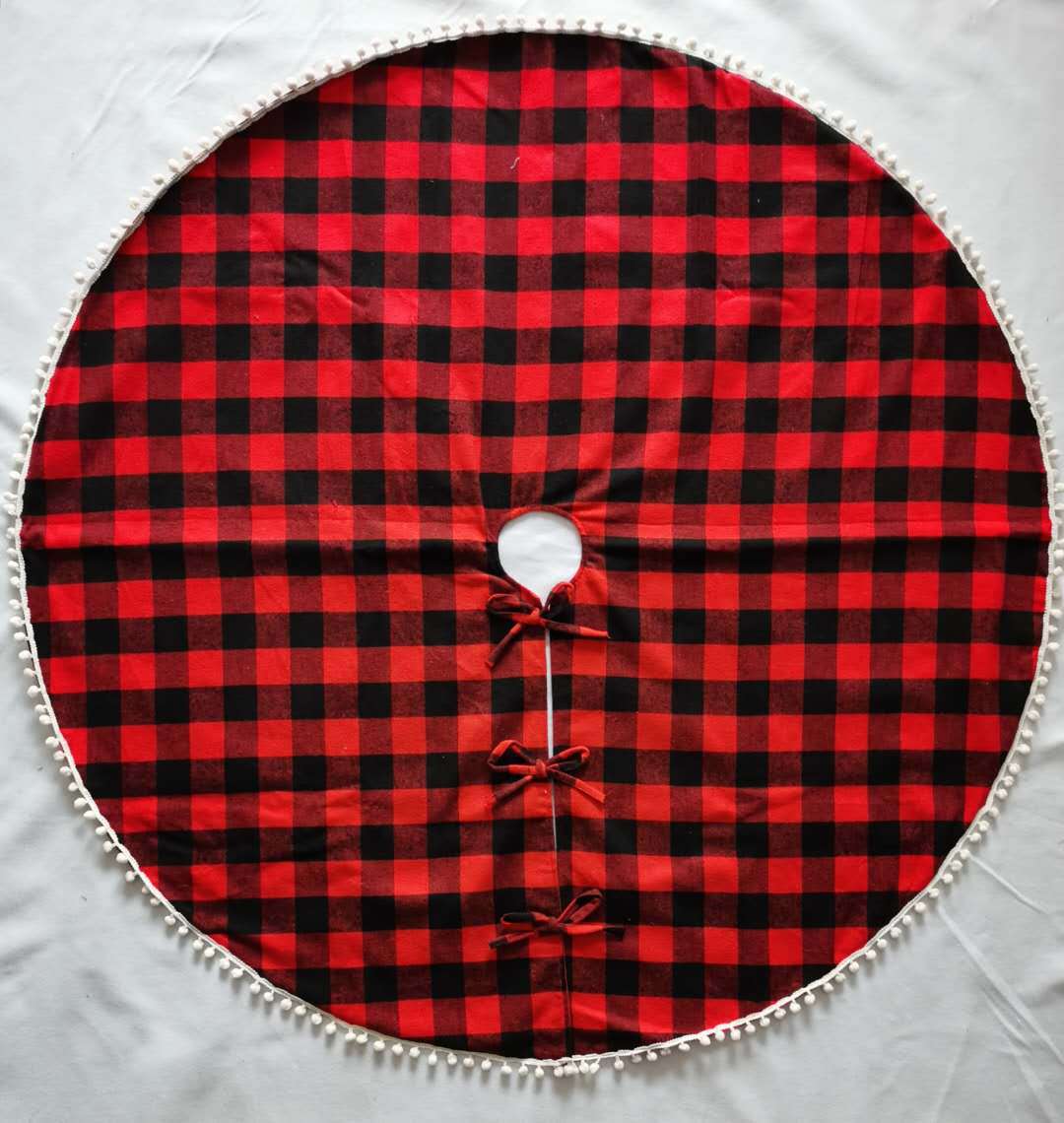 400g Weight   New Christmas Decorations Pompom Edge Lattice Tree Skirt