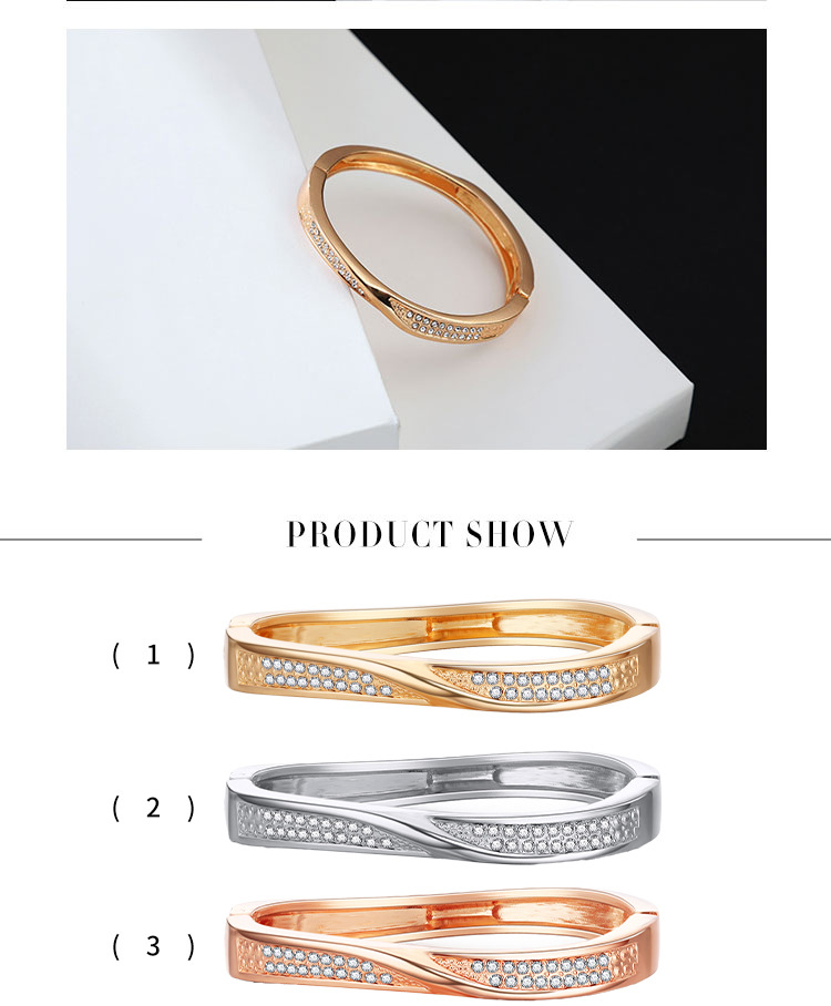 Bracelet À La Mode À Deux Rangées De Diamants Torsadés display picture 5