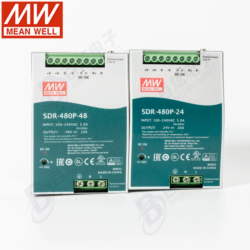 Taiwan Mingwei SDR-480P 480Вт 24В/48В направляющая рельсовый выключатель питания PLC для промышленного управления может быть параллельно 3 года