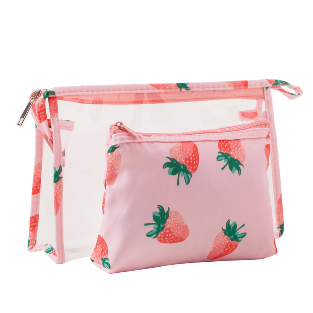 Cute Lemon Strawberry Transparent Pvc Canvas Makeup Bag display picture 2