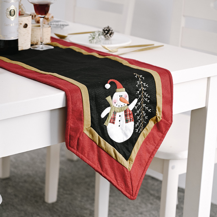 Christmas Decorations Red And Black Snowman Tablecloth display picture 12