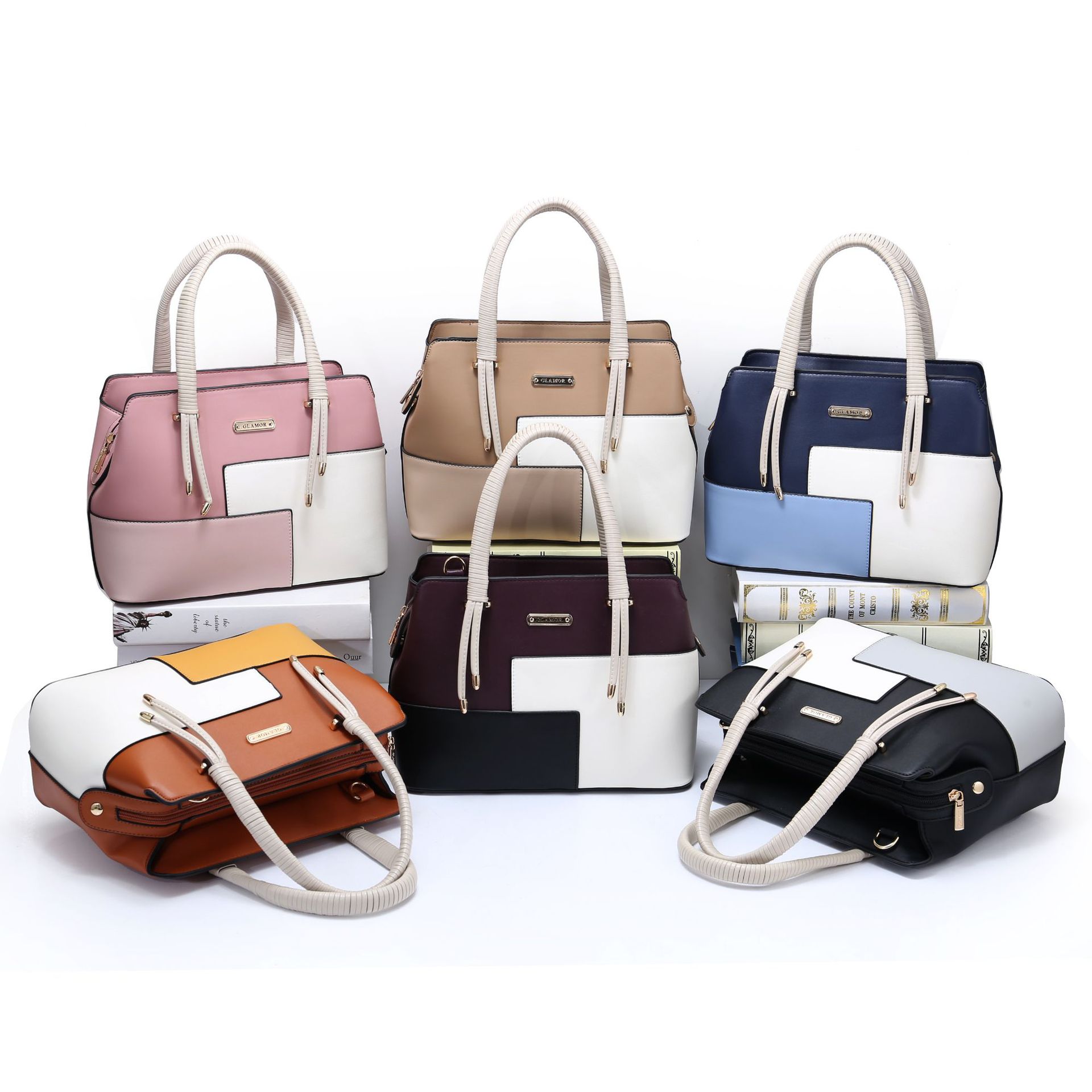 Women's Medium Pu Leather Color Block Vintage Style Classic Style Zipper Handbag display picture 2