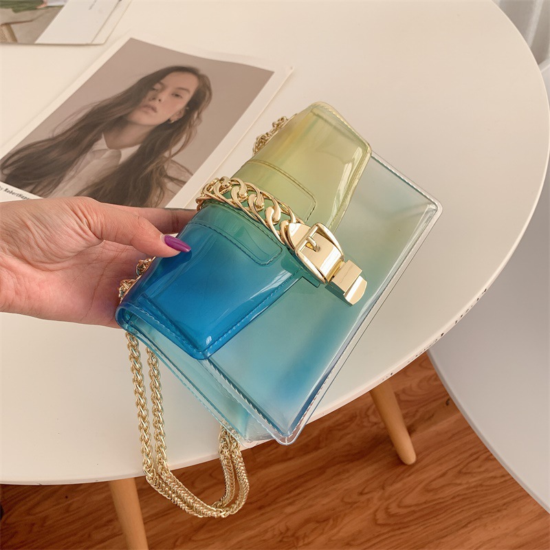 Summer 2025 new gradient jelly bag, fashionable color-blocking chain bag, crossbody single-shoulder bag, ladies' small bag undefined