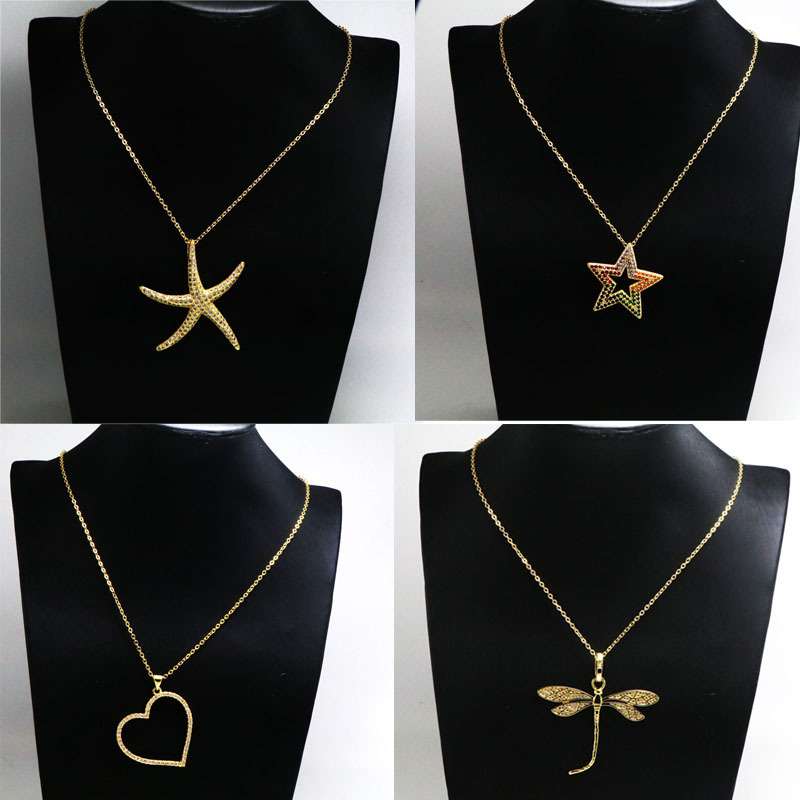 Star, Starfish, Heart Shape Pattern Women's Gender Copper Star Starfish Heart Shape Necklace