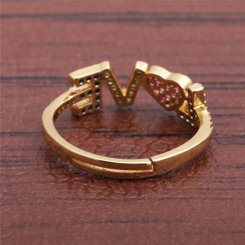 Anillo De Circonita Love Con Micro Incrustaciones De Moda display picture 2