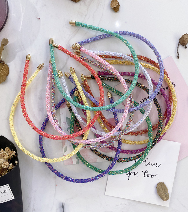 Korea Band Simple Candy Color Sequins Fine-edged Wire Headband Hair Bundle Diy Hair Hole Girl display picture 23