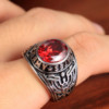 Retro accessory stainless steel, ring with stone, European style, USA, with gem
