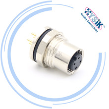 M12板后安装连接器4 5芯PCB焊板式孔型线端板端防水母座