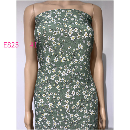 Small floral 45-count rayon printed fabric—supply for women's and children's clothing, also available as cotton-silk fabric.