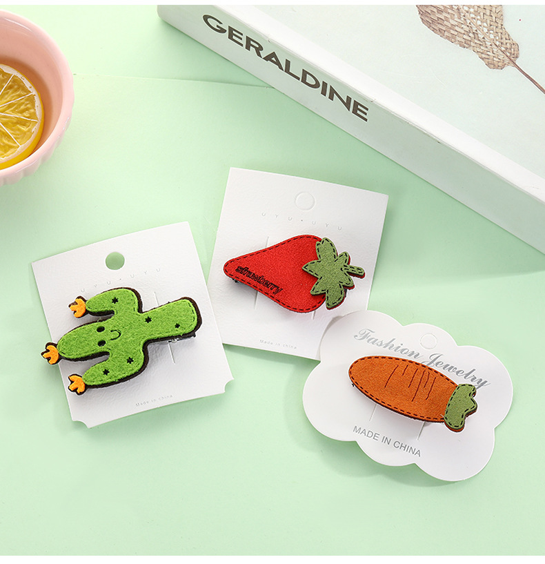 Factory direct supply of Korean version simple, fashionable and cute fruit hair clips, eco-friendly resin children's straight clips, BB clips wholesale detail image 7