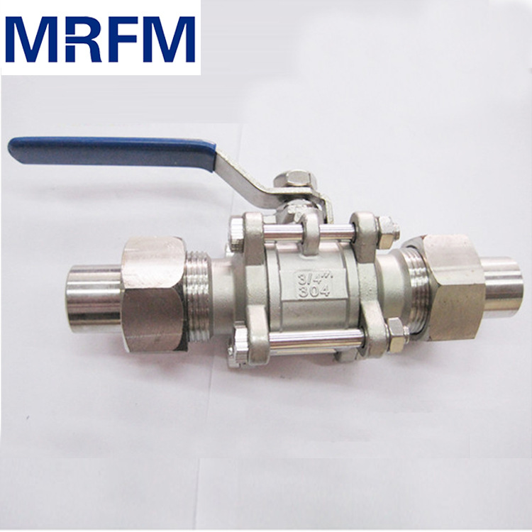 厂家供应三片式带接管球阀Q21F-16P不锈钢螺纹二通式浮动球球阀