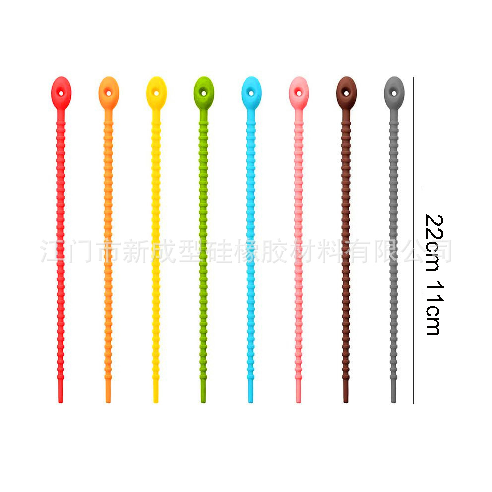 厂家直供数据项硅胶扎带可重复利用扎绳有弹力硅胶扎带