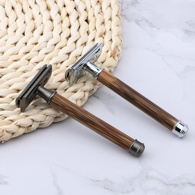 1pc Klassische Bambus Griff Sicherheit Rasiermesser Manuelle Doppel Rand Rasieren Sicherheit Rasierer Rasieren Barber Rasierer T-förmigen rasierer Für Männer – Detail 7