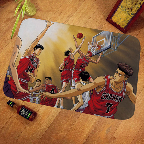 Manufacturer supply wholesale anime Slam Dunk Sakuragi Hanamichi manga background flannel floor mat non-slip and water absorbent