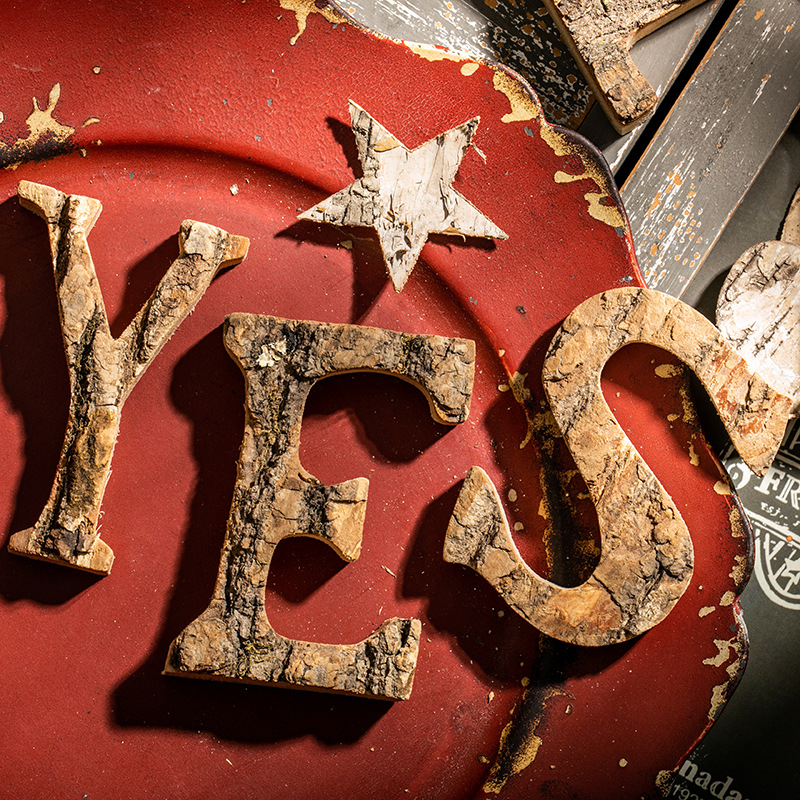 Carta de Navidad tronco natural madera de tejo corteza adornos props de pared DIY nórdico Feliz Navidad