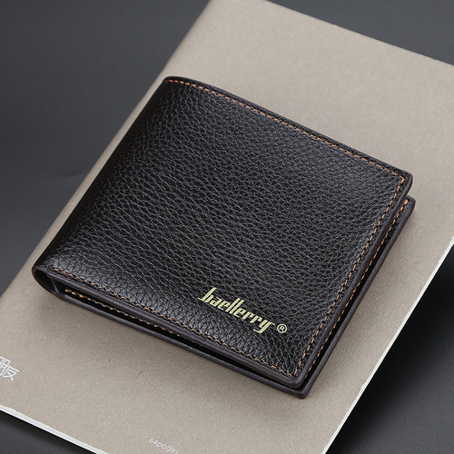 baellerry Men's Thin Wallet Soft Leather Korean Style Pebbled Wallet Short Wallet Wallet Wholesale