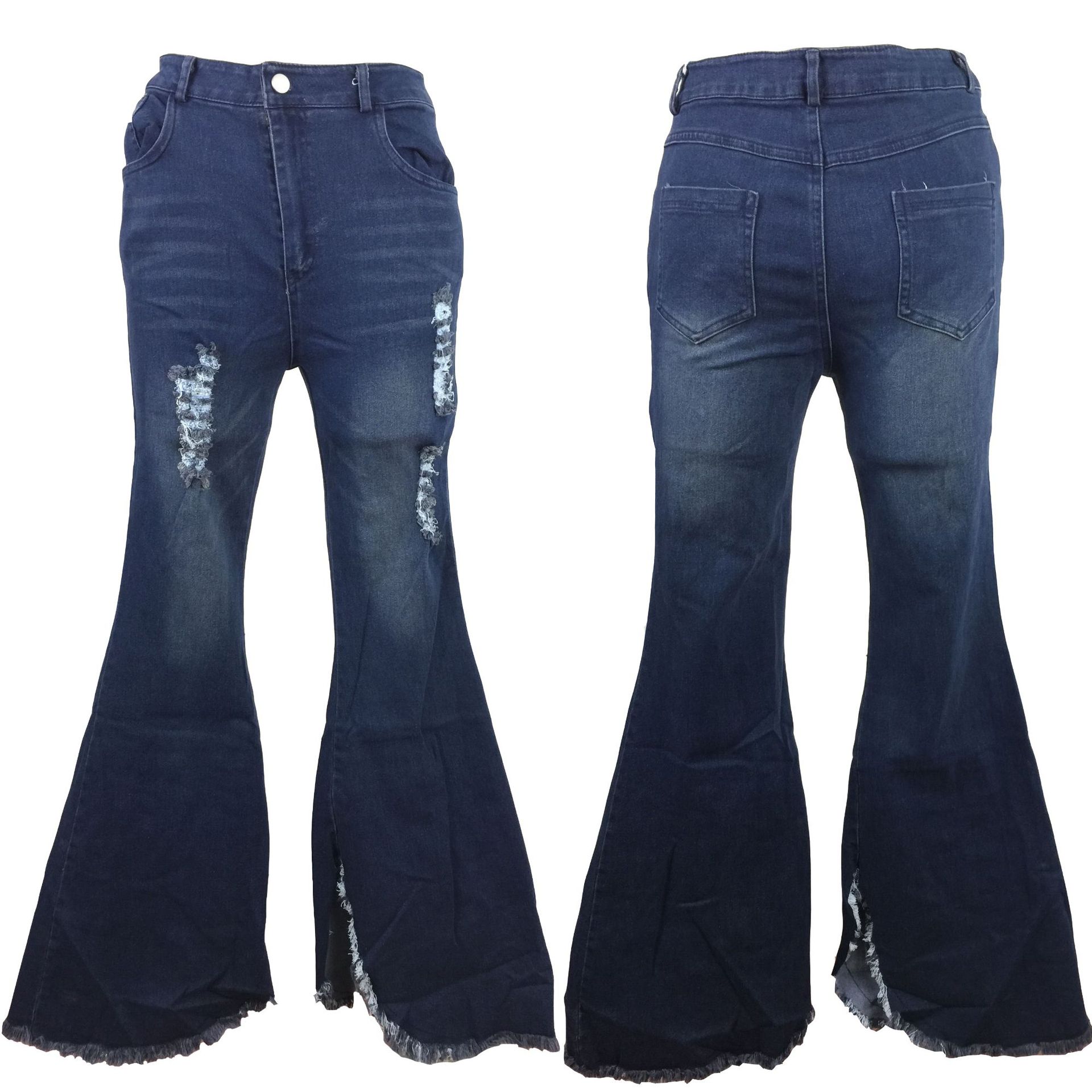 Naiste ühevärvilised vabaaja õhukesed teksapüksid_voghion.com