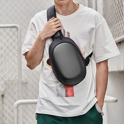 探迹者2020新款贝壳硬壳胸包潮流时尚PU单肩斜挎包男女士包包定制