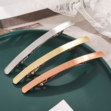 A1521欧美简约细长一字夹金属光面拉丝马尾夹 亚马逊弹簧发夹