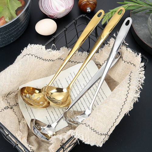 304 stainless steel creative heart-shaped one-piece thickened gold-plated soup shell cooking spoon hot pot soup spoon colander with printed logo