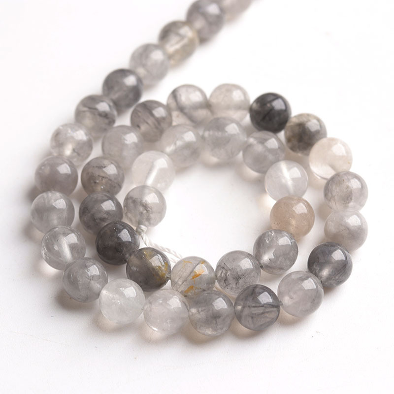 Natural Crystal Loose Transparent Striped Round Beads Semi-finished Jewelry Accessories display picture 3