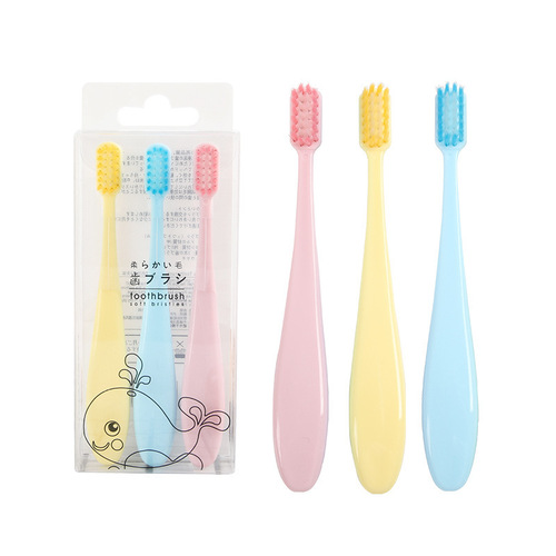 T children's toothbrush set of 3 cartoon children's soft bristle toothbrush set macaron color factory direct sale