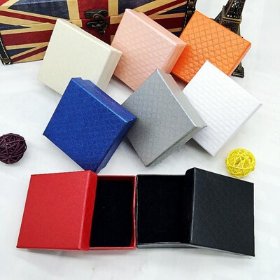 首饰盒 7*7耳钉盒项链盒礼品盒 订制牛皮纸饰品盒子钻纹盒|ru