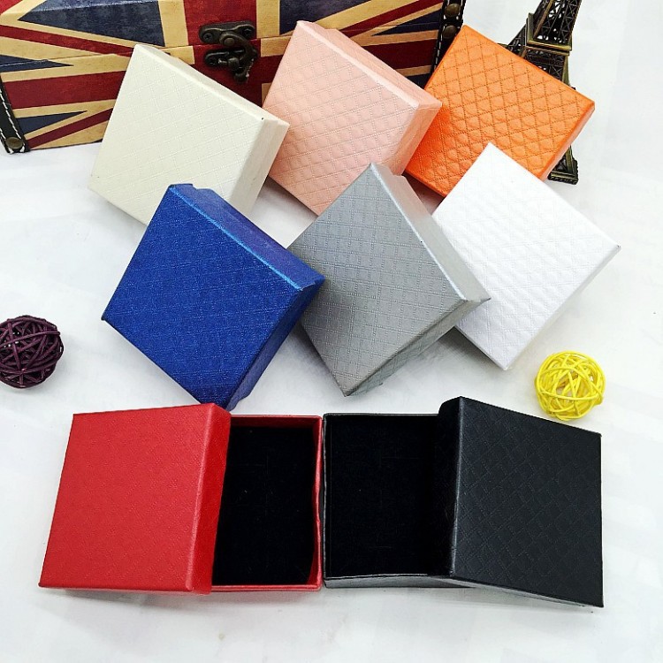 首饰盒 7*7耳钉盒项链盒礼品盒 订制牛皮纸饰品盒子钻纹盒|ru