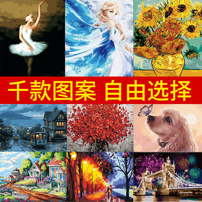 Transboundary distribution diy Digital painting Amazon AliExpress wholesale Scenery Flower painting a living room Decorative painting