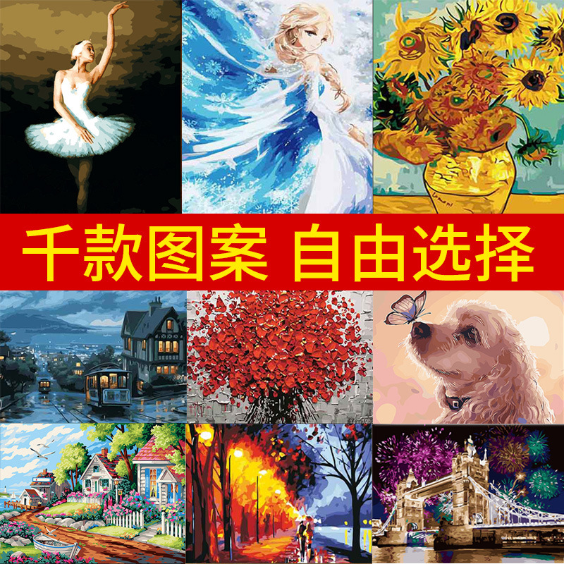Transboundary distribution diy Digital painting Amazon AliExpress wholesale Scenery Flower painting a living room Decorative painting