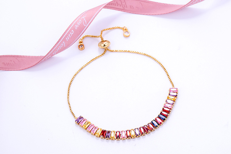 Copper Material Fashion Seven-color Zircon Adjustable Copper Bracelet