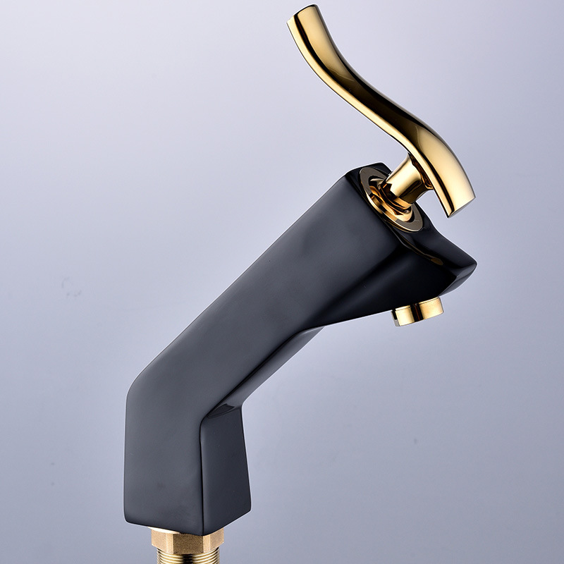 Factory direct sales of European-style matte colored washbasins, hot and cold mixed faucets, thickened all-copper main body bathroom cabinet faucets full figure
