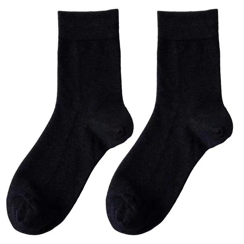 Demi-season black sports autumn socks, mid-length, absorbs sweat and smell, wholesale