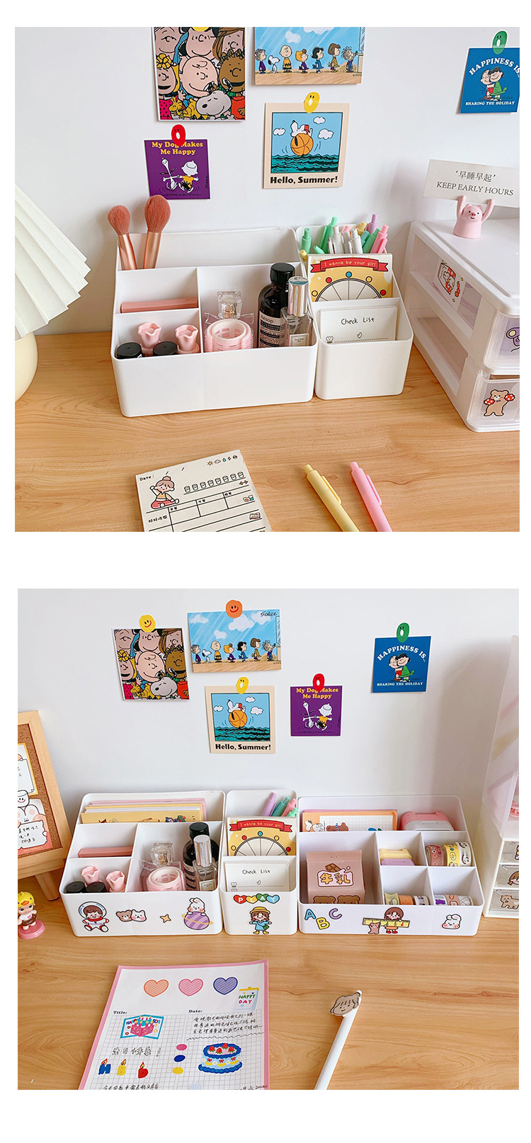 Fashion white desktop storage box dormitory cosmetic finishing boxpicture18