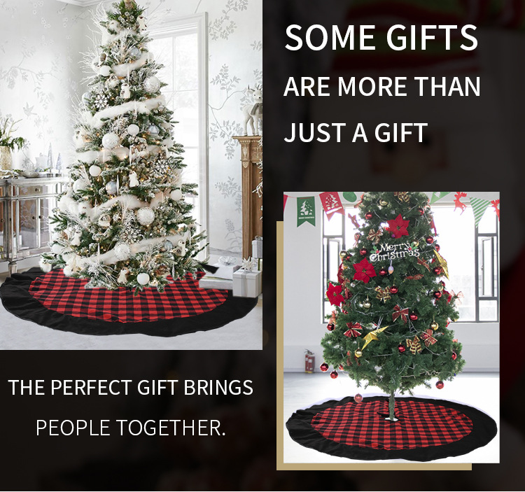 Christmas Decoration Red And Black Plaid Flannel Tree Skirt display picture 6