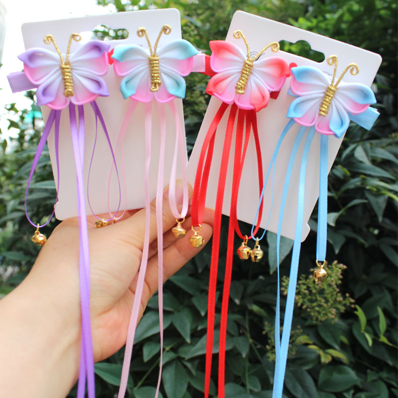 chinese hanfu hair accessory for girls Chinese Hanfu costume ancient headdress ancient long ribbon hairpin pure Chinese hand made ancient tassel walking Butterfly Hair Ornament