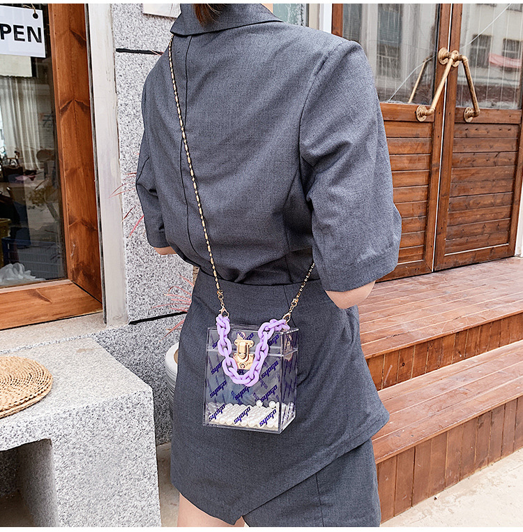 Summer New Trendy Korean Wild One-shoulder Messenger Chain Transparent Portable Jelly Bag display picture 9