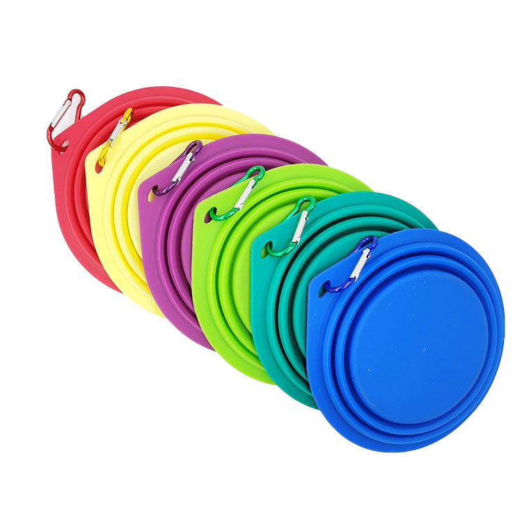 Portátil plegable perro tazón silicona Pet Bowl gato tazón beber tazón al aire libre viajes colgando tazón de comida fábrica al por mayor