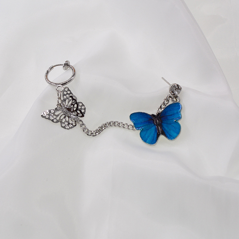 925 Silver Needle Ins Blue Butterfly Ohrringe Ohr Knögel Einteilige Ketten Ohrringe 2020 Neue Trend Ige Ohrringe Frauen display picture 10