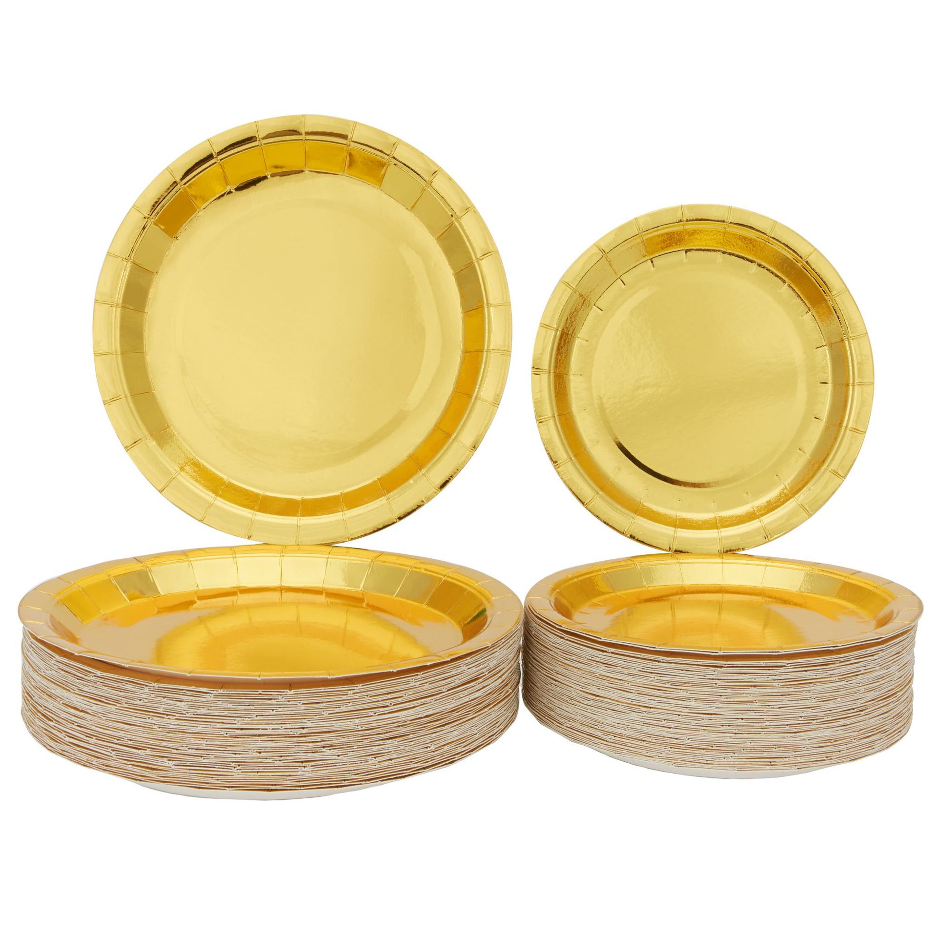 Amazon Placa de papel dorado color sólido papel vajilla traje plato desechable 7-pulgadas taza de papel de 9 pulgadas conjunto de 25 piezas