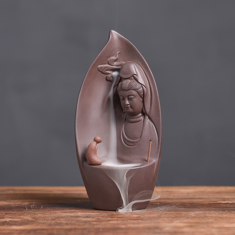 陶瓷倒流香炉创意摆件紫砂香薰炉龙线香炉高山流水家居倒流香摆件