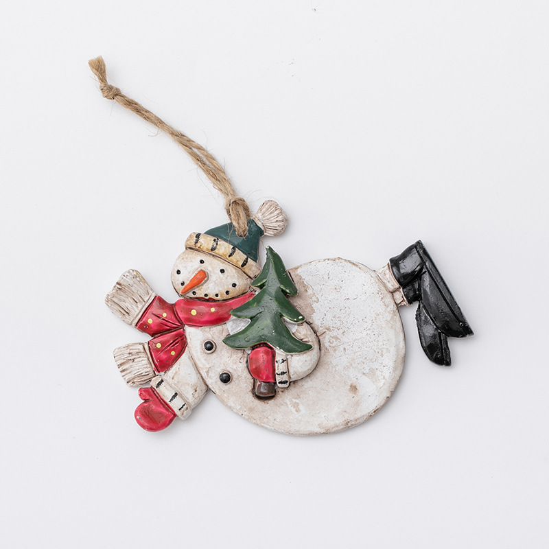 Retro muñeco de nieve colgante de resina decoración de árbol de Navidad ingeniería de color regalos de Navidad prop fotografía decoración pintada a mano