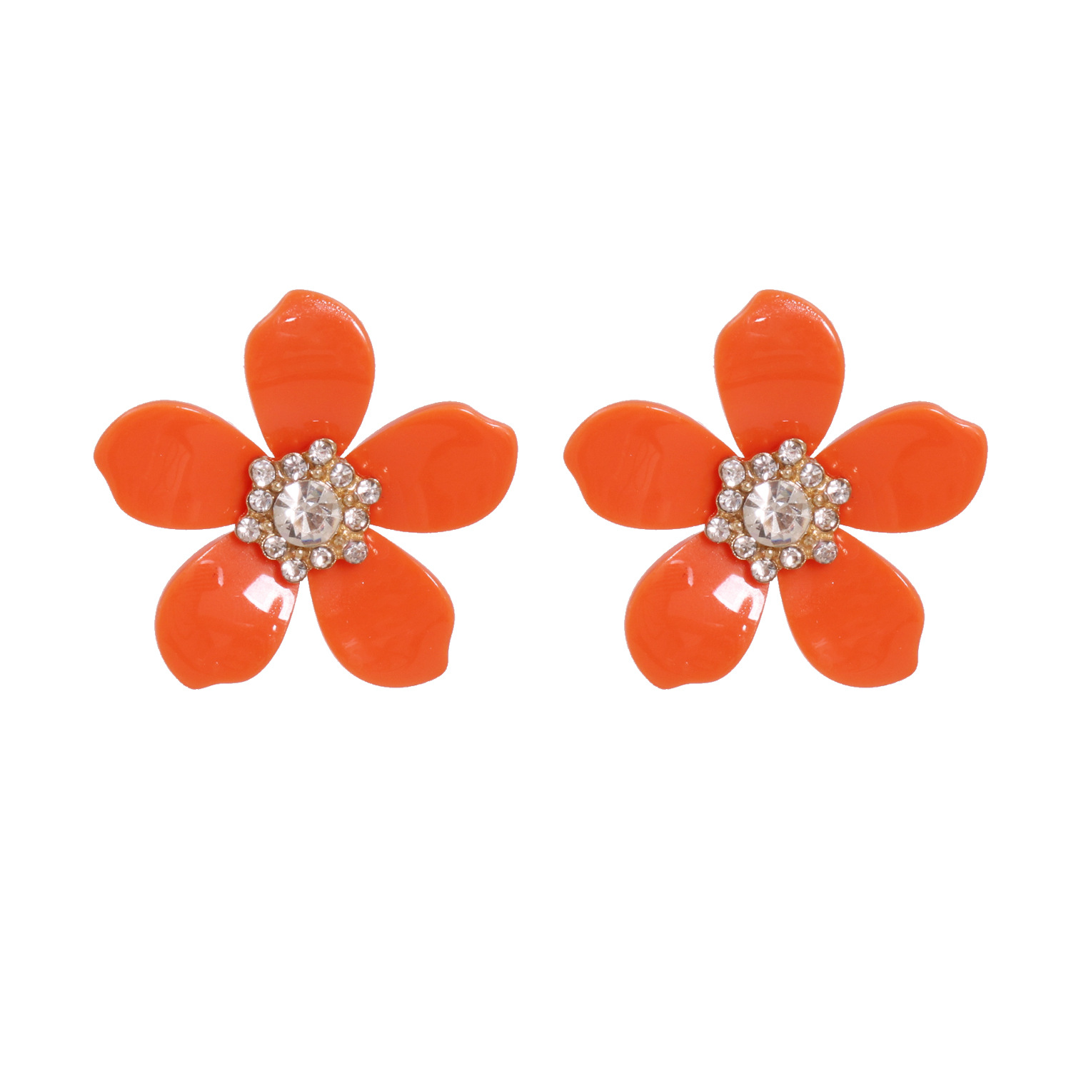 Wholesale Natural Resin Flowers Inlaid With Diamond Ball Earrings For Women display picture 2