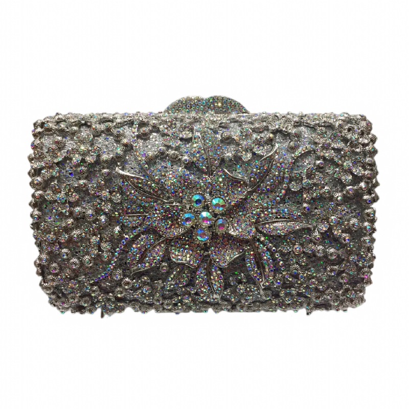 Fuente transfronteriza de diamantes bolsas de cena de diamantes metálicas huecas bolsas de mano de reunión anual vestido bolsas de noche bolsas duras