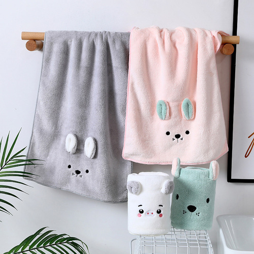 High-density coral velvet towel 3D cartoon towel microfiber towel soft and absorbent labor protection gift logo